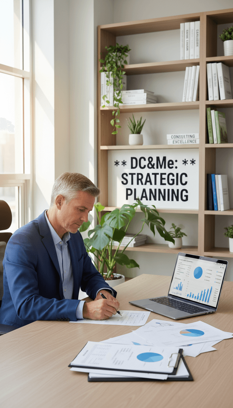 Business owner reviewing organized workflows and financial documents at a home office desk